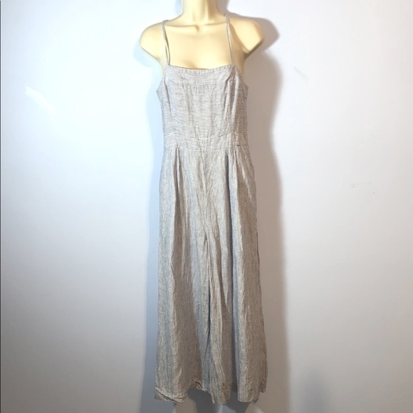 J CREW Spaghetti-strap jumpsuit striped beauchamps linen blue white wide leg 4 - Picture 3 of 14